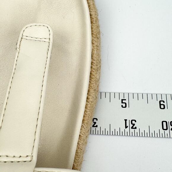Joie Cream Faux Leather T Strap Slip On Espadrilles Sandals Sz 8.5M Lightweight - Picture 11 of 16